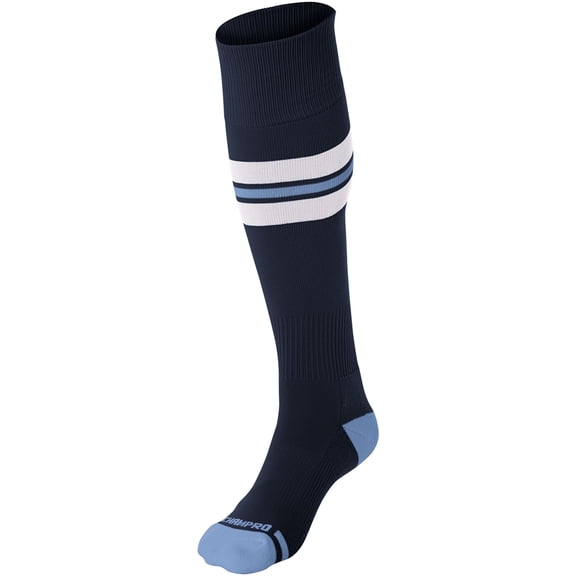 Striped Baseball Sock - NAVY, WHITE, LIGHT BLUE - XS