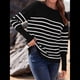 thumbnail image 5 of Suéter de Otoño 2025 para Mujer, Jersey de Punto Acanalado de Larga, Holgado, Cuello Redondo, Murciélago, Suéter Dividido. y Negro M, 5 of 9