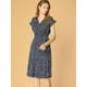 thumbnail image 4 of Vestido A Media Pierna Con Cuello En V Y Manga Flutter Boho Para Mujer Azul S, 4 of 6