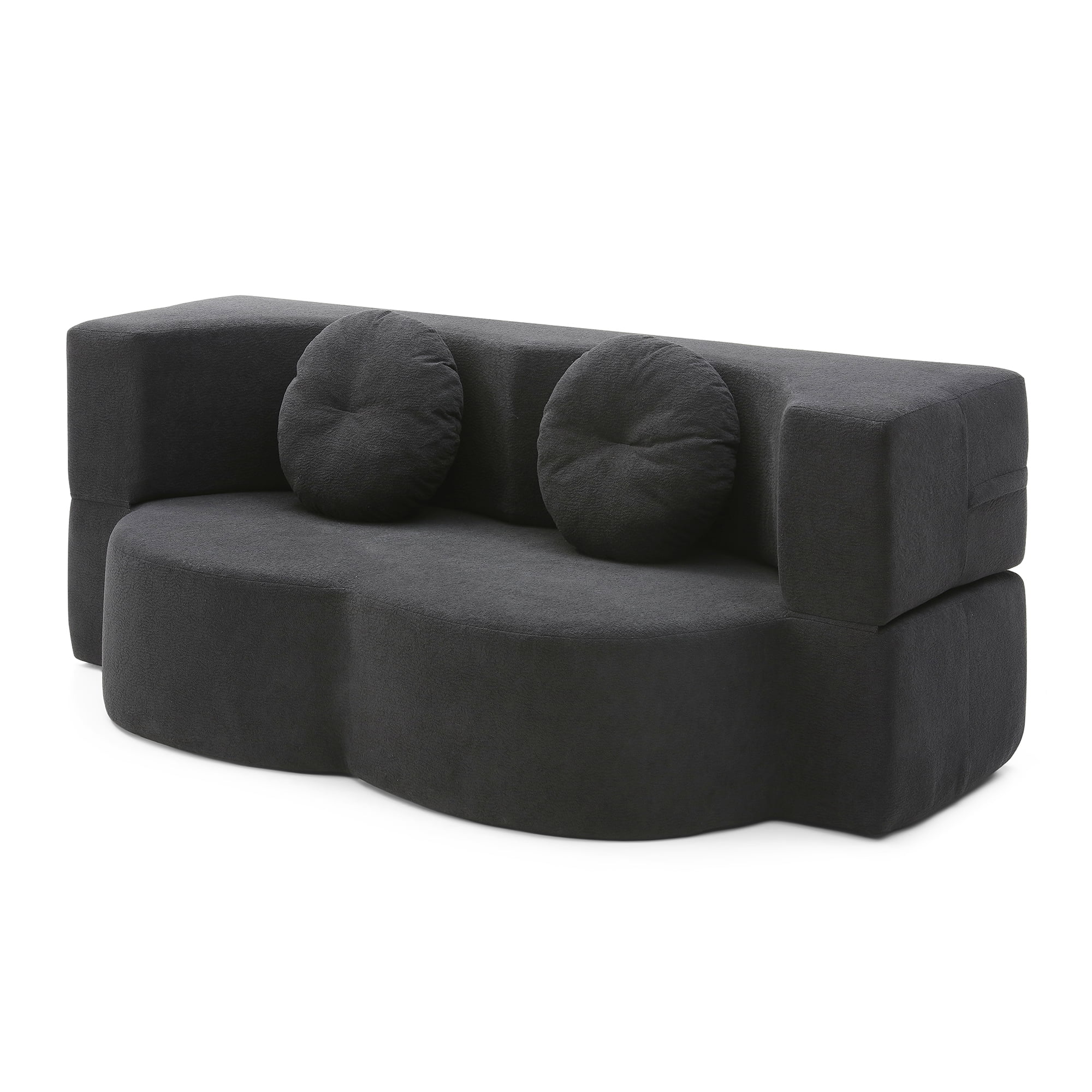 Leumius 2-in-1 Folding Sofa Bed with Pillow,Twin Sleeper Sofa,Floor & Futon Loveseat Couch,Foam Folding Mattress Sleeper for Living Room,Office,Apartment,Black