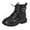 e#215Black524, variant on Stylish Girls Ankle Boots With Buckle Lace Up Design Side Zipper Autumn Winter Fashion Casual Wear Comfortable Durable Leather Upper Sole Toddler Youth Breathable Solid Color Kids Shoes