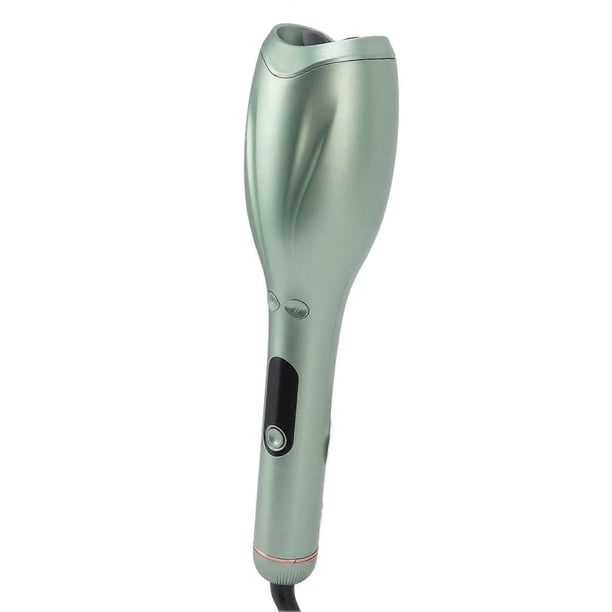 Rizador de pelo cerámico giratorio automático con pantalla LED de temperatura, doble voltaje y calentamiento rápido.