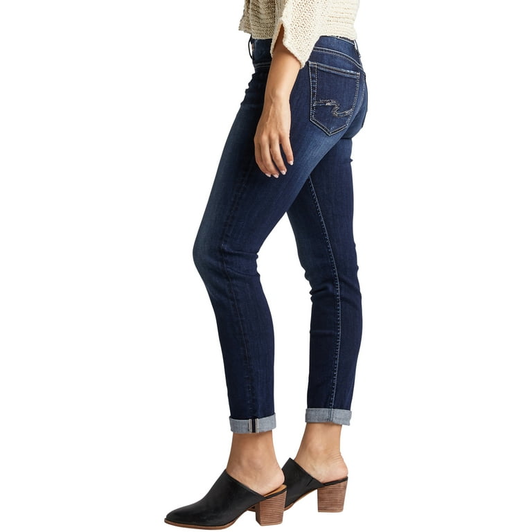 Silver Jeans Co. Women's Boyfriend Mid Rise Slim Leg Jean, Waist Sizes 24-36