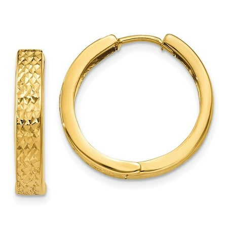 FJC Finejewelers 14k Yellow Gold Bright-cut Hinged Hoop Earrings Female Adult