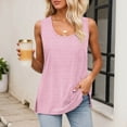 thumbnail image 4 of MIXUE Womens Summer Tops Solid Color Crew Neck Sleeveless Loose T Shirts Sportwear,Pink,XXL, 4 of 9