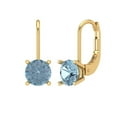 thumbnail image 2 of 1.5 Ct Round Cut Drop Dangle Natural Swiss Blue Topaz 18K Yellow Solid Solid Gold Everyday Dainty Earrings Lever Back, 2 of 7
