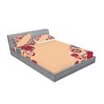 thumbnail image 2 of Ambesonne Floral Fitted Sheet & Pillow Sham Set, Nostalgic Polka Dots, Queen, Teal Ruby Salmon, 2 of 2