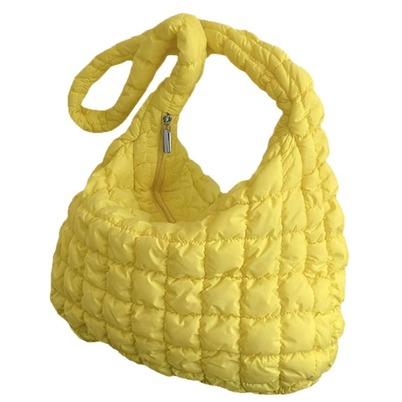 TELOLY Puffer Bag,Multi-Carrying Puffy Tote Bag,Handheld Option Puffer Purse,Yellow