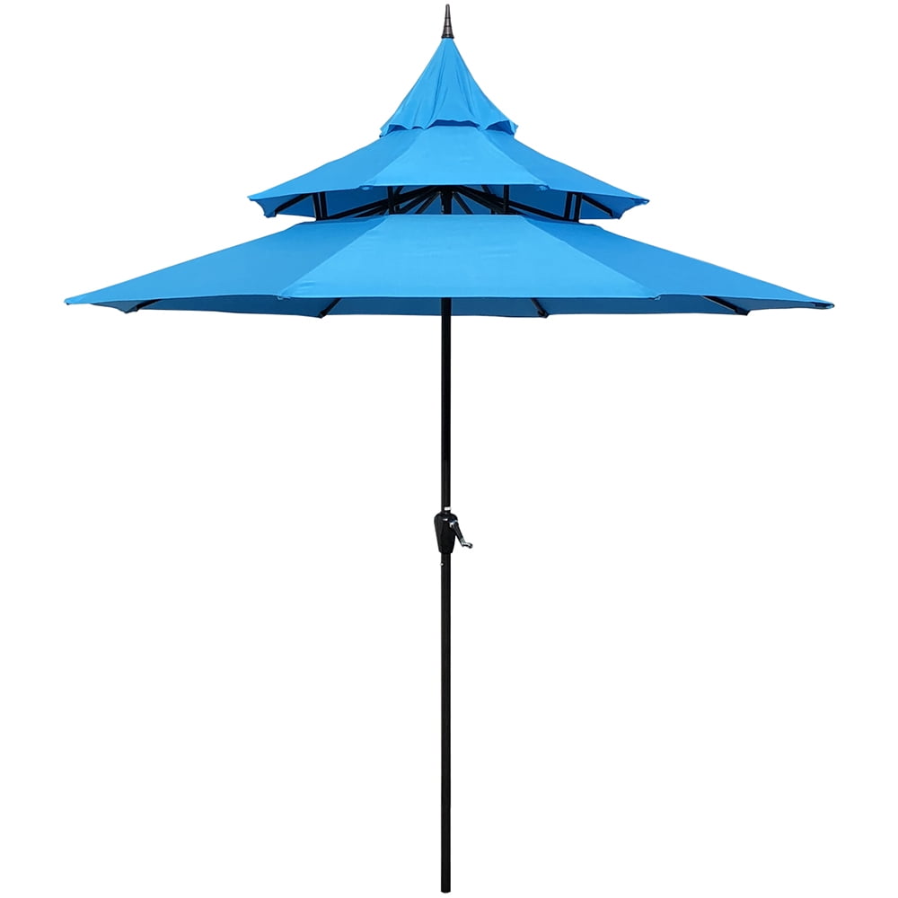 Abble 9 Feet Pagoda Patio Umbrella - Aqua