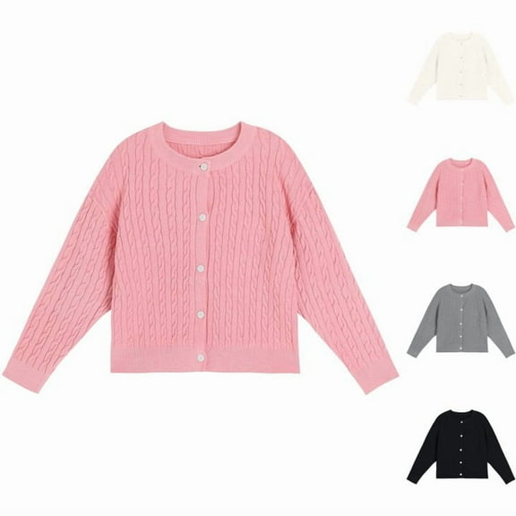 Cropped Jackets Juniors Girls Lightweight Long Sleeve Cardigan, Oversized Open Front Casual Sweater, Cute Soft Outerwear Coat with Pockets