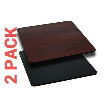 2 PACK 30'' Square Restaurant Table Top with Black or Mahogany Reversible Laminate Top
