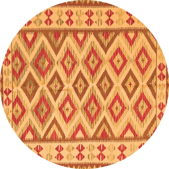 Ahgly Company Indoor Round Southwestern Orange Country Area Rugs, 3' Round