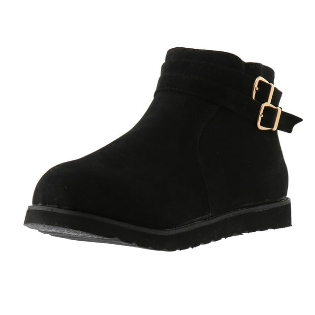 asddcavvf Chaussures pour Femmes Mode Légère Bout Rond Semelle Épaisse Tube Bas Boucle en Métal