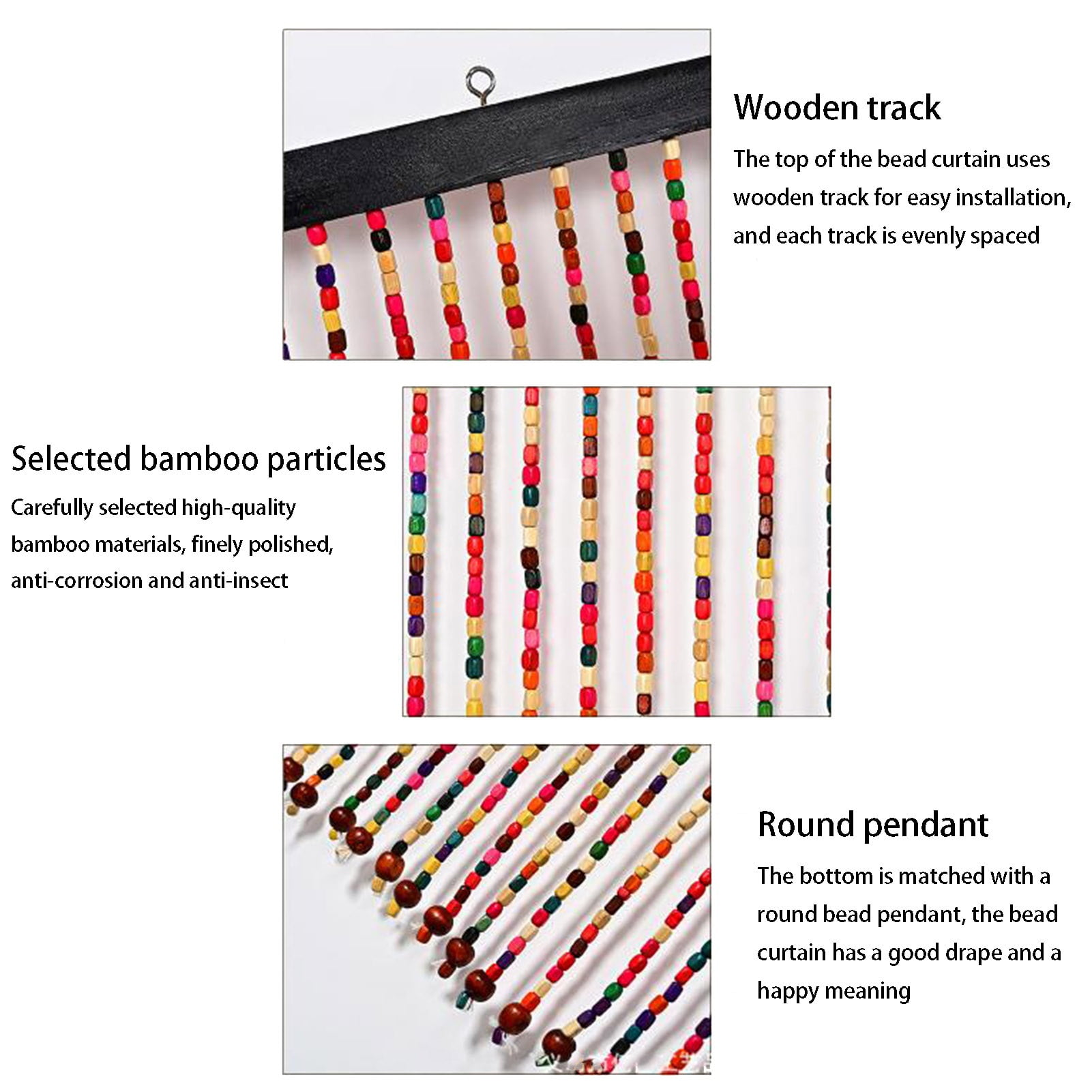 Wood Beaded Curtains,Divider Strip Tassel Beads Curtain,Hanging Room Divider Beads Decorations Panels for Doorway Window Living Room Bedroom Decor