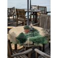 thumbnail image 2 of Outdoor Tablecloth with Umbrella Hole for Patio/Picnic/Party/Camping, Green Pine Tree Waterproof Table Cloth Round Cover Washable, Retro Country Forest Natural Landscape (Dia 60"), 2 of 9