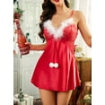 thumbnail image 4 of Avidlove Womens Christmas Lingerie Set Sexy Santa Nightgown Chemise Satin Nightwear Dress(Red,S), 4 of 5
