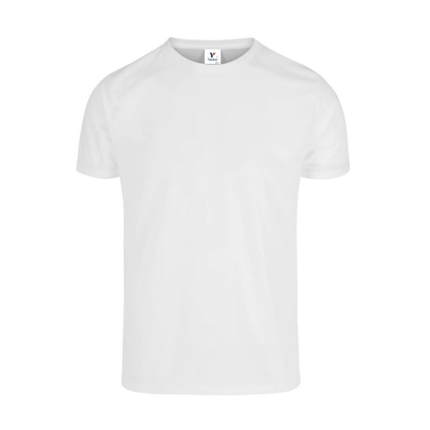 Playera Cuello Redondo para Caballero, Color Blanco, Talla Extra Grande, 100% Poliéster. Yazbek C1302