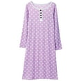 thumbnail image 2 of Women's Nightgown Retro Dot Tee Long Sleeve Comfy Sleep Nightshirt Button Down Nightdress, 2 of 9