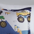 thumbnail image 4 of Ergode Printed Monster Truck Comforter Set - Blue/Grey - Ultra-Soft - Machine Washable - - Includes Shams and Decorative Pillow - Cozy and Stylish - Perfect for Kids' Bedroom, 4 of 5