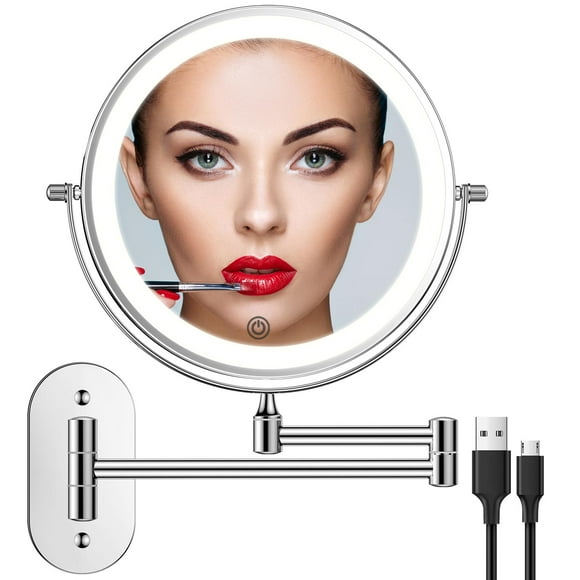 Espejo de maquillaje FUNTOUCH recargable de 8 pulgadas 1X/10X