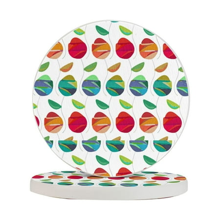 

Circular Drink Coasters Set Watercolor Roses Beautiful Home Decor Diatomite Heat-Resistant Diatomite Protect Table Countertop