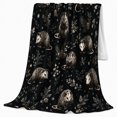 thumbnail image 2 of Woodland Opossums With Pine Sprigs, Detailed Woodland Animal Illustration for Opossum Enthusiasts, Just Because Gift, Cozy Flannel Blanket with Home Decor for Living Room and Bedroom, 2 of 7