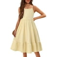 thumbnail image 2 of KISSMODA Girls Dress Casual Round Neck A Line Ruffle Sleeve Knee Length Dresses 4-13 Years, 2 of 4