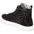 thumbnail image 2 of LADY COUTURE Flat Laser Cut High Top Bling Rhinestone Sneaker Women's Shoes New York Black 35, 2 of 5