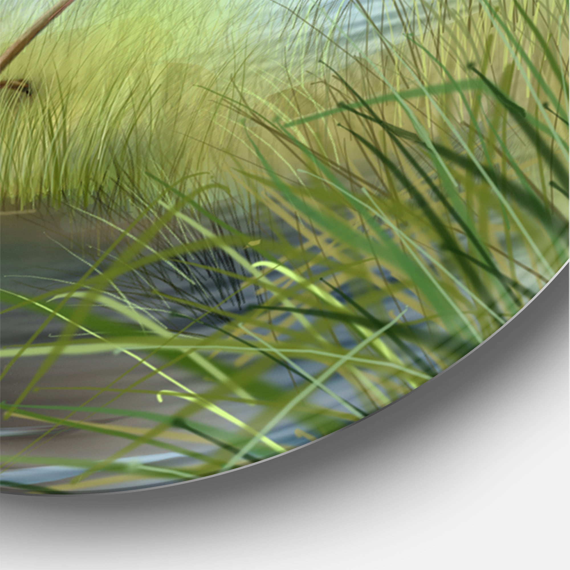 Designart 'Crane Hunting A Frog' Farmhouse Circle Metal Wall Art 11x11 - Disc of 11