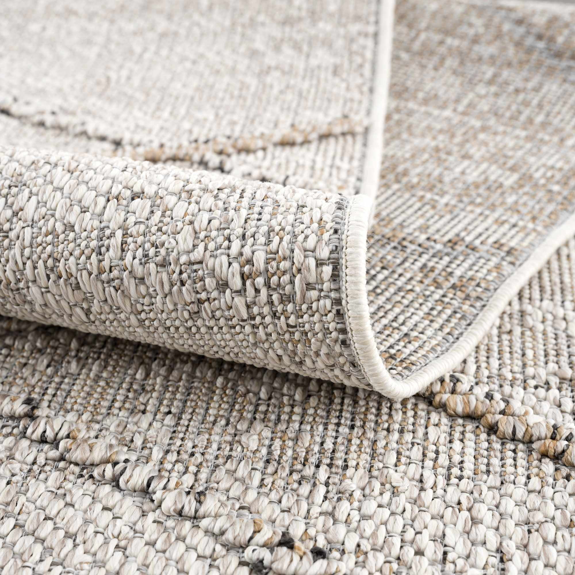 Hauteloom Siesta Outdoor Rug - Outside Porch Patio Area Rug Carpet - Waterproof Rug - Farmhouse - Beige, Brown, Tan - 5' x 7'