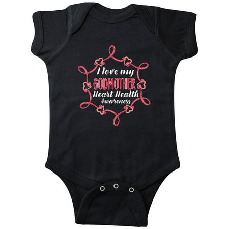 

Inktastic I Love My Godmother Heart Health Awareness Gift Baby Boy or Baby Girl Bodysuit