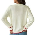 thumbnail image 5 of Women's Sweater Fall 2026 Valentine's Day Hear Love Print Knitted Long Sleeve Neck Warm Sweaters White, 5 of 9
