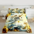 thumbnail image 2 of Feelyou Kawaii White Unicorn Full Size Comforter Sets for Teen, Gold Sunflower Bedding Comforter Set, Magical Animal Reversible Bedding Sets, Lightweight Room Decor, 3 Pieces, 2 of 8