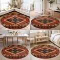 thumbnail image 4 of Round Rugs 4Ft, Orange Western Round Area Rug Washable Indoor Throw Carpet, Southwestern Geometric Ethnic Soft Non Slip Circle Rug for Kitchen Nursery Room Home Decor Aesthetic, 4 of 8