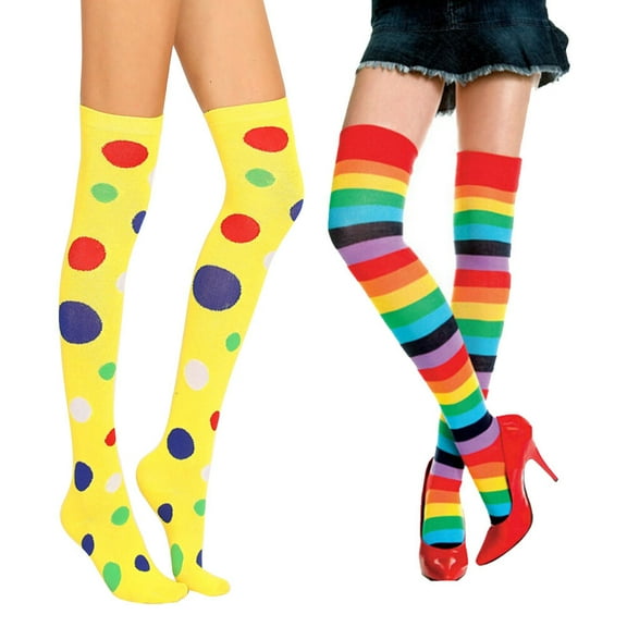 HONITANO 4Pcs Colorful Stockings For Carnival Long Socks Clown Accessories For Women Spandex Fabric