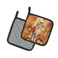 thumbnail image 2 of Carolines Treasures DAC7146PTHD 7.5 x 7.5 in. La Perm Cat in Fall Leaves Pot Holders - Set of 2, 2 of 7