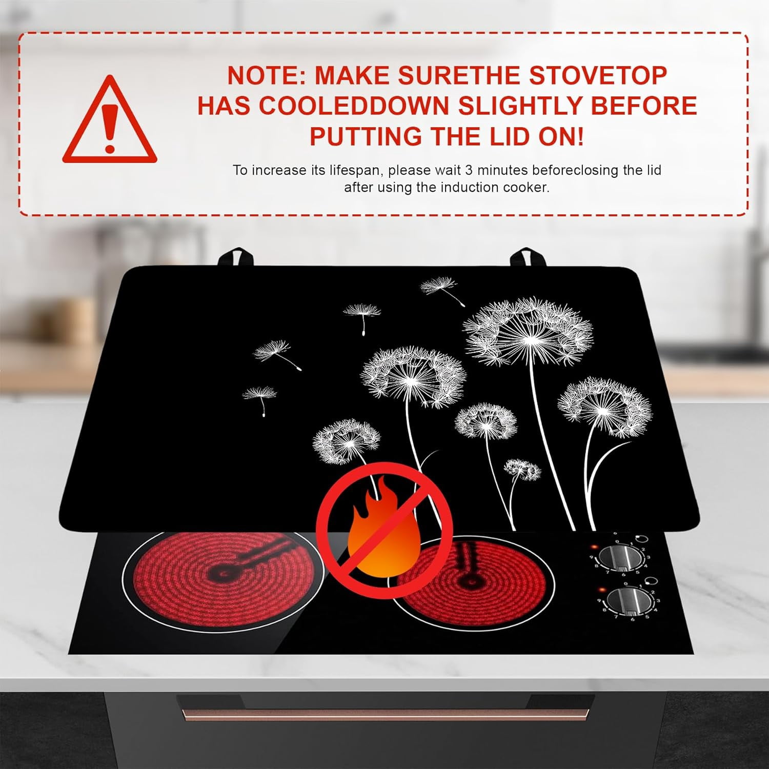 Stove Top Cover Flower Gas Stove Top Cover for Home Decoration Kitchen Pad Non-Stick Washable Cooktop Covers Countertop Protector Keep Stove Clean (Dandelion, 28L"x20W")