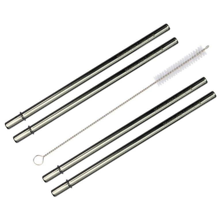 Long Glass Straws for Quart or Pint & Half Mason Jars (4 Pack + Cleaning Brush)