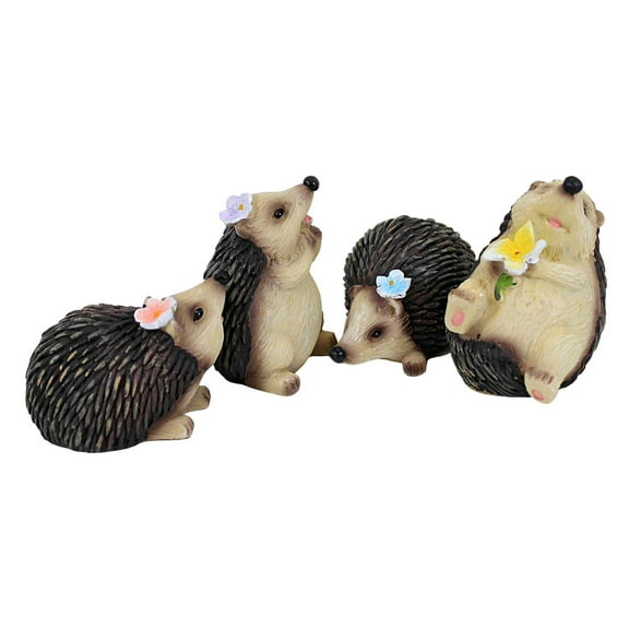 Home Decor Hedgehog With Flower Polyresin Figurine Floral Spiny A5617