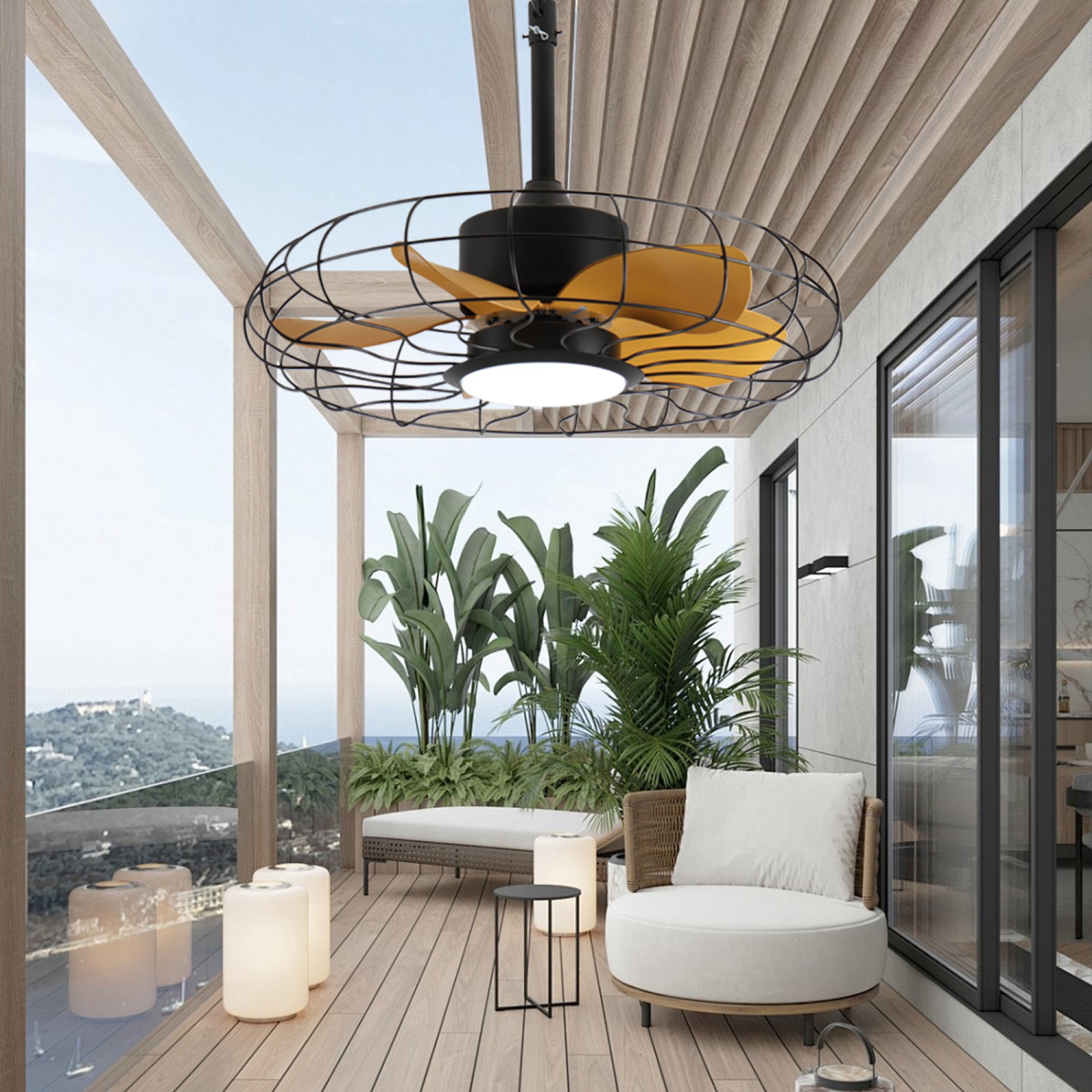 Jopath 23 Inch Outdoor Ceiling Fan with Light and Remote Control,IP65 Waterproof 3CCT 6-Speeds for Patio Porch Pergola