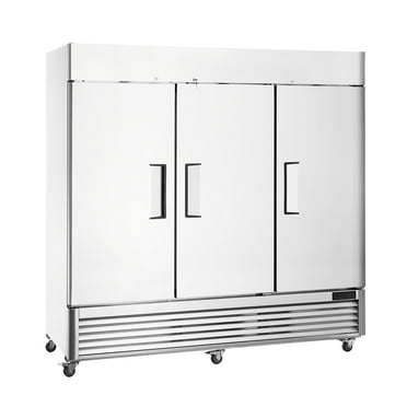 KFFKFF  60.42 Cu.ft Reach-In Refrigerator Commercial Upright Refrigerator 82.5" Wide with Triple Doors, Stainless Steel Auto-Defrost 12 Adjustable Shelves, Temperature Range -13 to 5℉