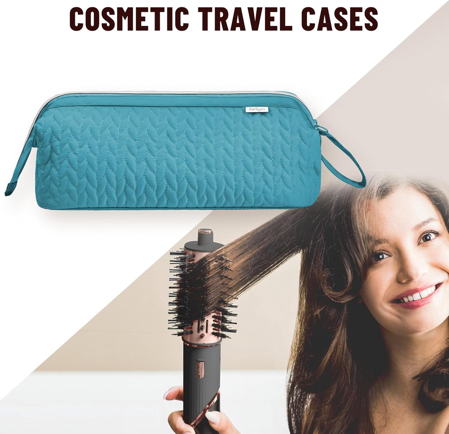 Aorsher Hair Dryer Travel Storage Bag Compatible with Shark Flex Style, Portable Organizer Bag for Styling Tools for Hair Dryer Brush, Flat Iron & Curling Iron Accessories, Teal Green