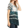 thumbnail image 4 of Sakkas Allegra Women's Short Sleeve Loose Fit Casual Tie Dye Blouse Tunic Shirt - TealBlue - Plus Size, 4 of 5