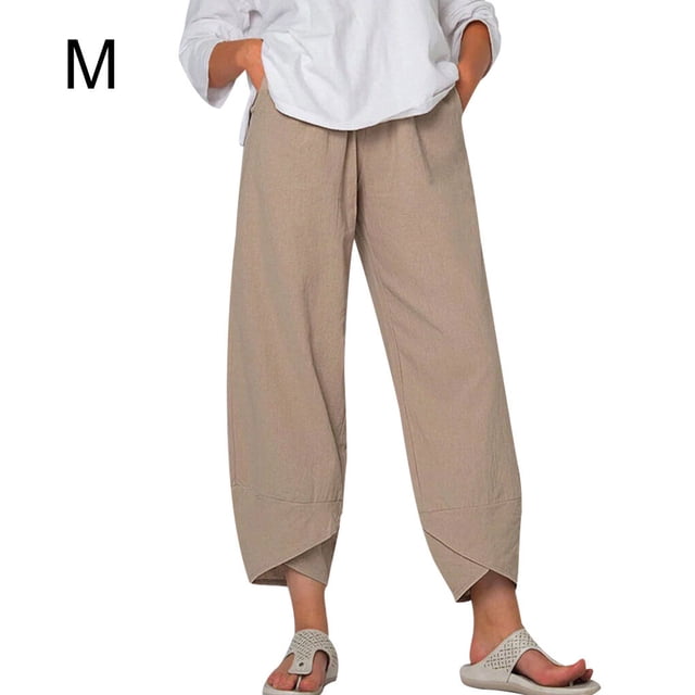 Guardurnaity Pantalones de mujer Noveno pantalones Pantalones deportivos sueltos de pierna ancha Pantalones deportivos de pierna ancha Prendas para la parte inferior del cuerpo Caqui M