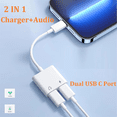 thumbnail image 2 of 2PCS USB C to USB-C Headphone Charger Adapter, 2-In-1 Type C Audio Adapter with PD Fast Charging, USB C Splitter Dongle,2 * Headphone Charger Adapter,White, 2 of 7