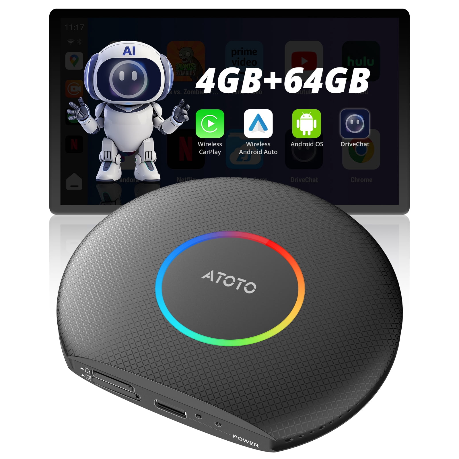 ATOTO Carplay Ai Box Gen2 AI Smart Box 4G+64G Wireless CarPlay