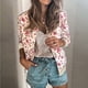 thumbnail image 2 of Chaquetas para mujer Damas Casual O Cuello Retro Floral Cremallera Chaqueta Casual Abrigo Prendas de abrigo Odeerbi ODB-3, 2 of 7