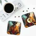 thumbnail image 4 of Yiaed Moonlit Hairless Cat Monk Print Leather Coasters for Drinks - Cup Coasters Coffee Table Kitchen Table Bar, Home & Office Gifts Handmade Drink Coasters-Square, 4 of 6