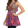 thumbnail image 4 of Sakkas Allena Sequin Embroidered Sleeveless Elegant V-Neck Blouse / Top - Purple - 2X, 4 of 4
