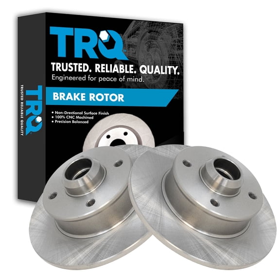 TRQ Rear Brake Rotors Set Solid Fits Select 1999-2002 Volkswagen Cabrio 1990-1992 Corrado 1985-1999 Golf Jetta 1990-1993 Passat 1986-1988 Scirocco